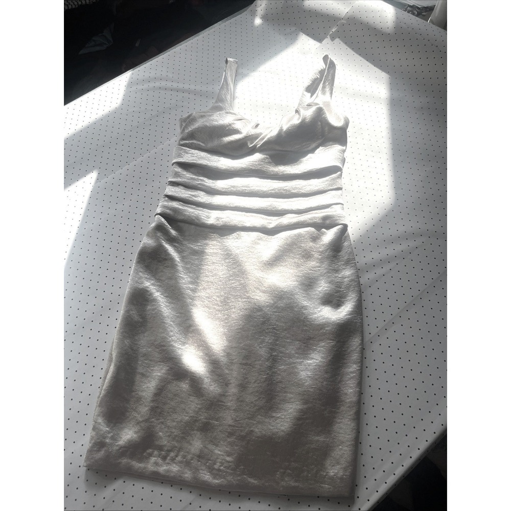 Champagne‎ Metallic Cocktail Dress Ruched Bodycon Homecoming Dress Juniors 9/10